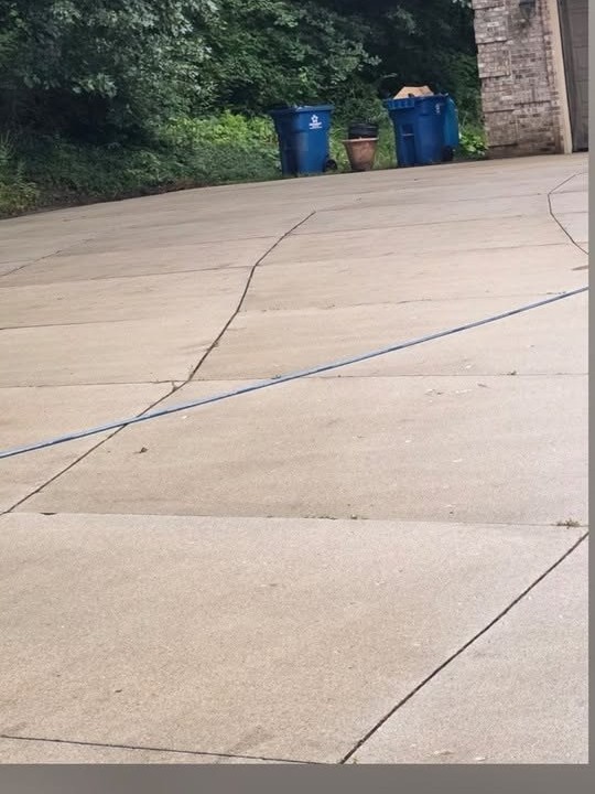 Concrete driveway after pressure washing